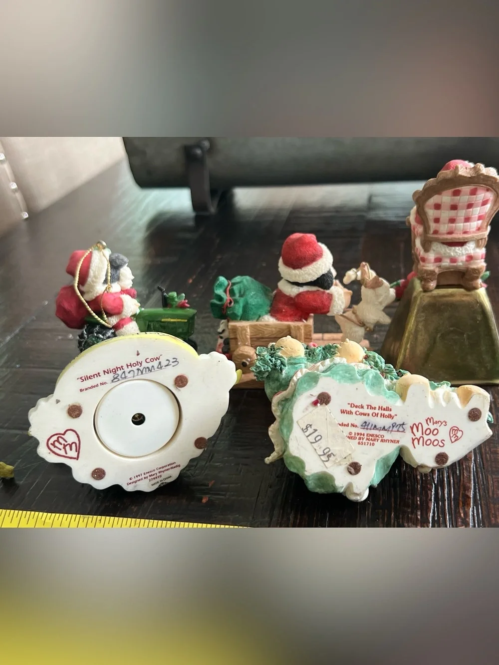 Vintage Enesco Mary's Moo Moos Christmas & Winter Figurine Lot of 5